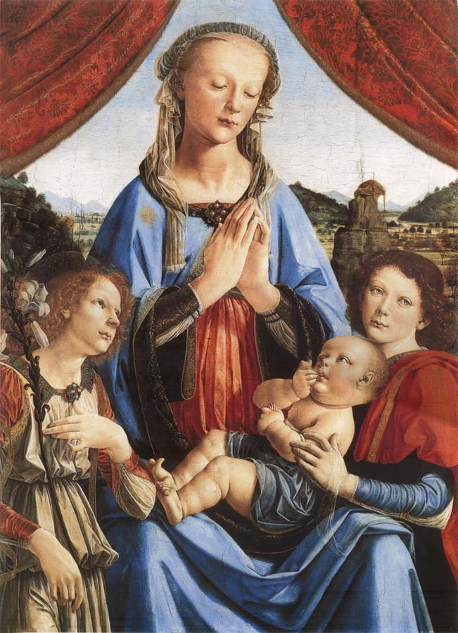 Leonardo there Vinci and Andrea del Verrocchio, madonna with the child and angels